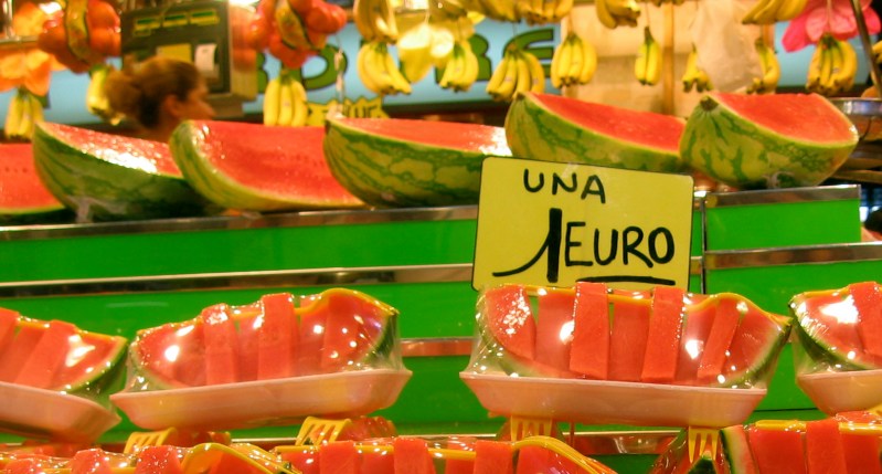 Barcelona fruit markets watermelon Mercat de Sant Josep de la Boqueria 
