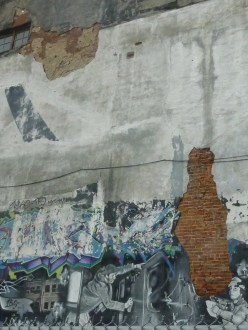 Stripped up graffiti wall, Montreal