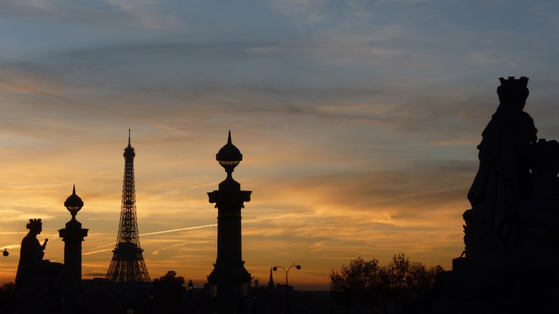 Paris at sunset, Place de la concorde, Eiffel tower