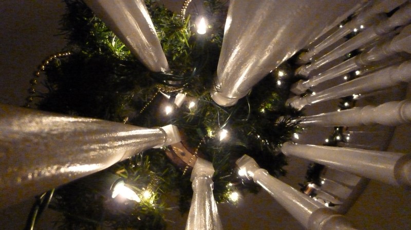 Banister decorated for Christmas