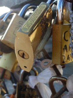 Padlocks of love on Paris Bridges