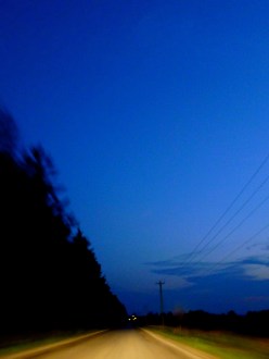 Blurred night photo, front seat, drive