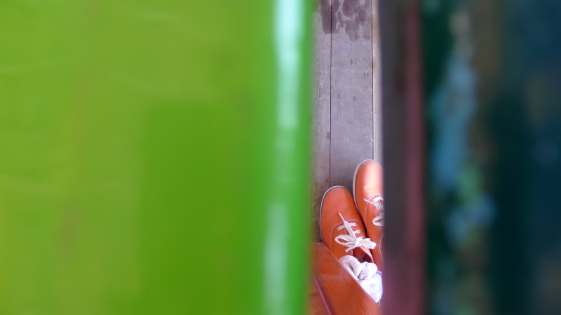 Gracias a la Vida by SS&ND Orange keds shoes under green tables