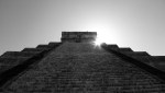Sun rising behind Temple of Kukulkan/El Castillo in Chichen Itza, Mexico 2012